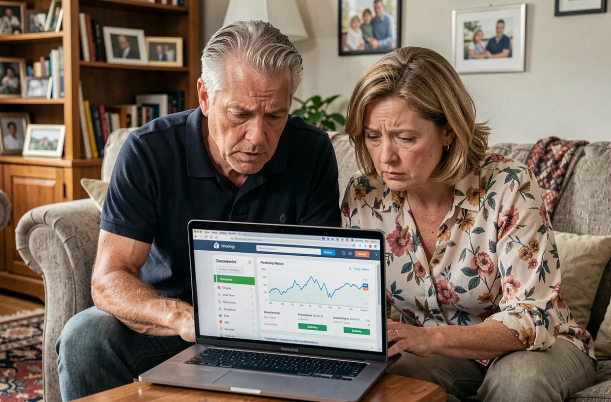 Couple cherchant des solutions après un refus de rachat de crédit et un fichage bancaire