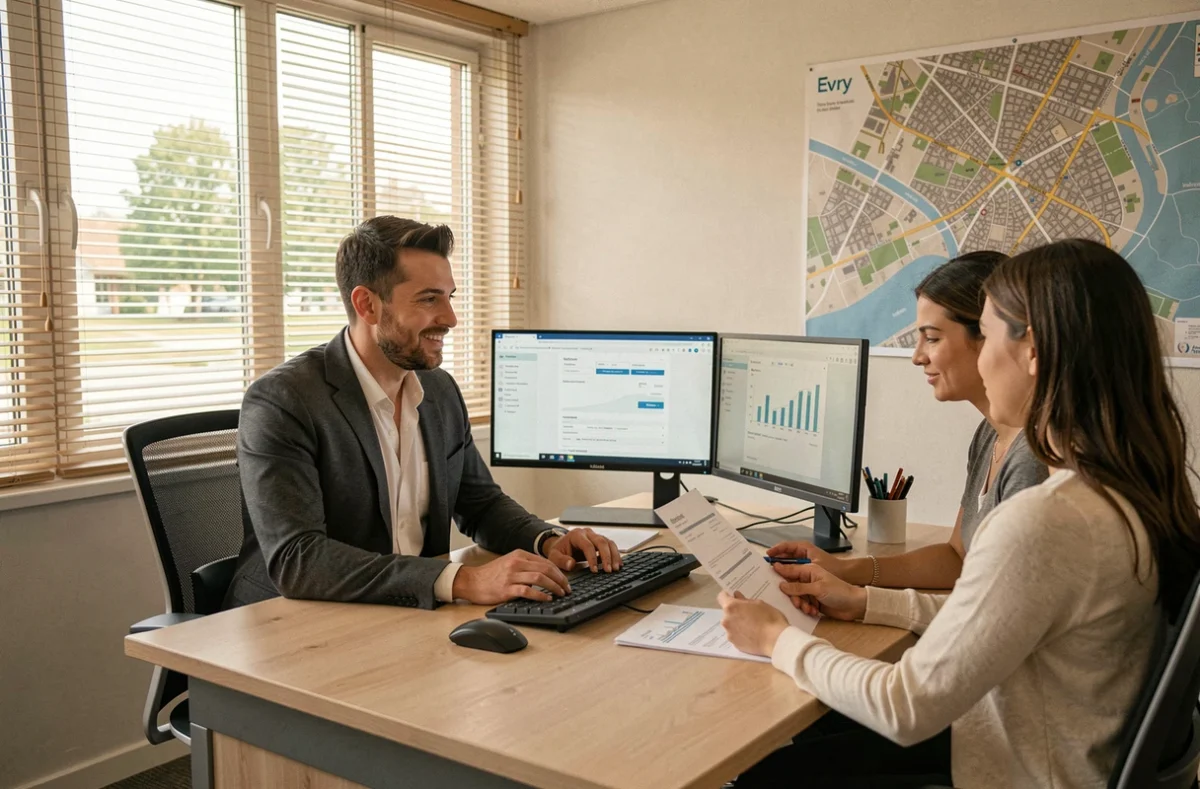 Courtier Empruntis Evry accompagnant un couple dans leur demande de prêt immobilier en Essonne