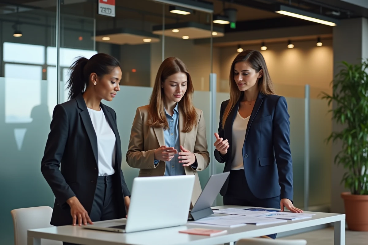 Groupe de professionnels en coworking collaborant