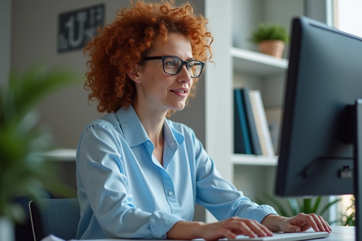 Femme connectée à son espace client LCL particuliers pour gérer un compte bancaire
