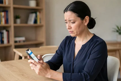 Femme consultant son espace client Hello Bank sur smartphone pour vérifier les limites de virement