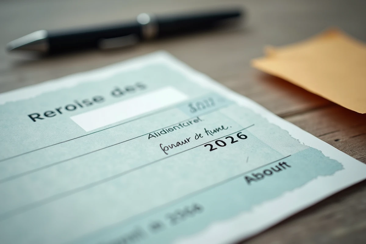 Gros plan d'un chèque différé daté de 2026 posé sur un bureau avec un stylo, symbolisant les changements de paiement par chèque