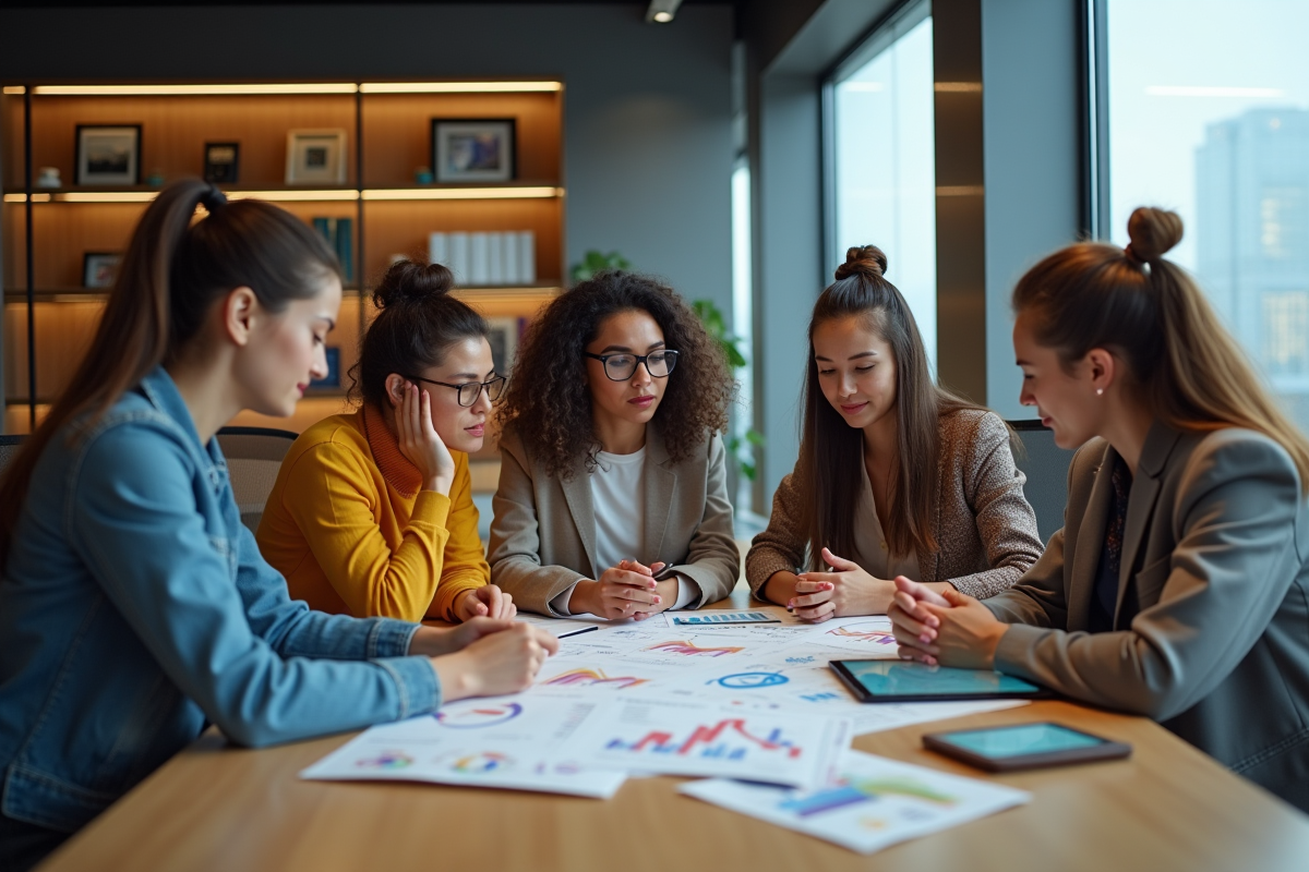 Groupe de jeunes adultes discutant autour de la table