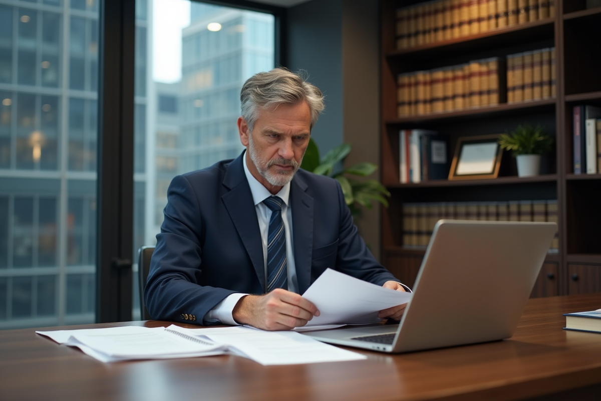 Homme d'affaires concentré à son bureau moderne