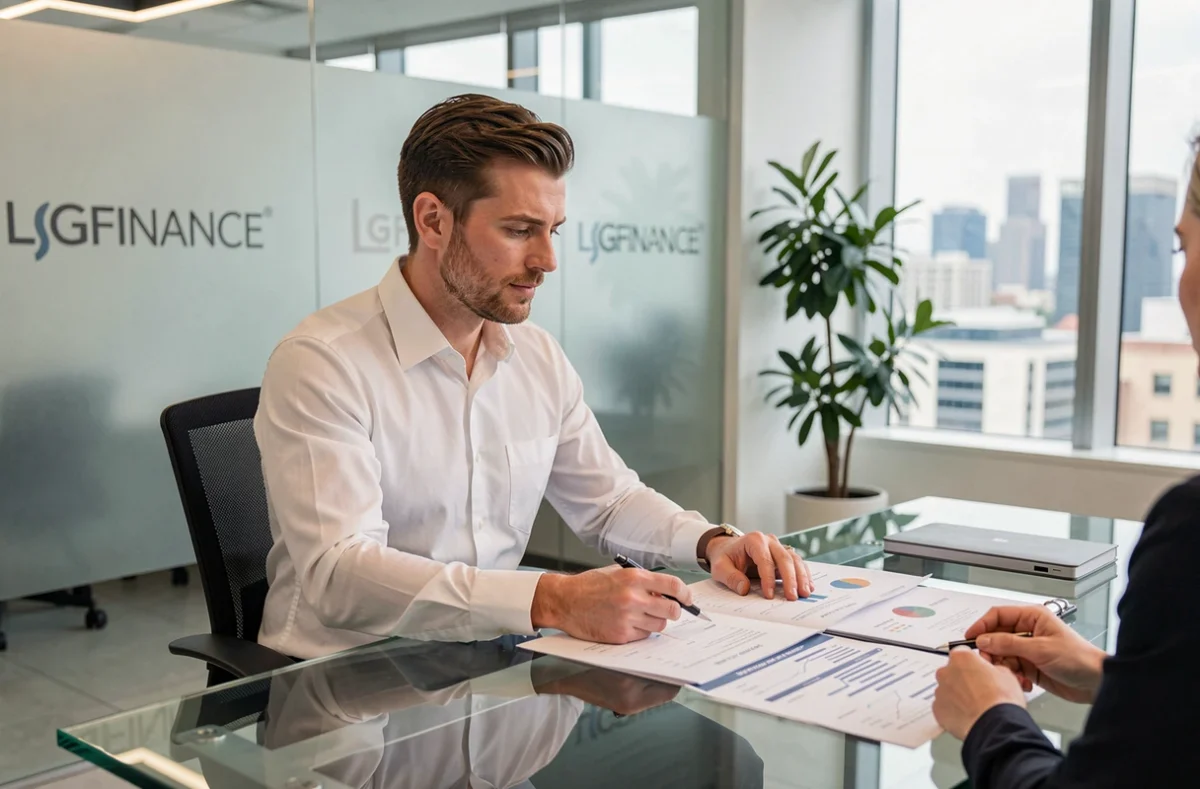 Conseiller LGFINANCE courtier en crédit immobilier à Nantes présentant une simulation de prêt