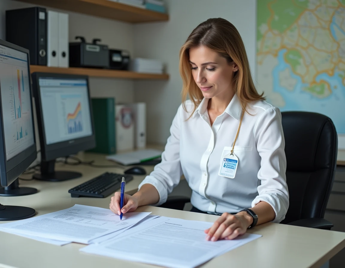 Gestionnaire Nestenn Entreprises et Commerces organisant des dossiers de gestion locative dans un bureau professionnel