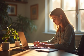 Jeune professionnel travaillant à domicile dans un bureau organisé